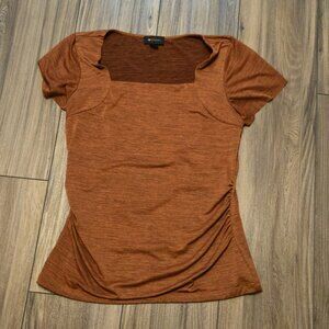 AB Studio Heathered Orange Square Neck Blouse Top Shirt Size‎ Med.